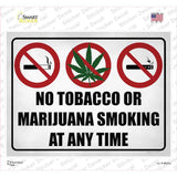 No Tobacco or Marijuana Smoking Novelty Rectangle Sticker Decal Small