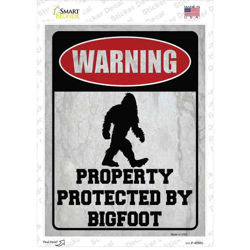 Property Protected by Bigfoot Novelty Rectangle Sticker Decal Small