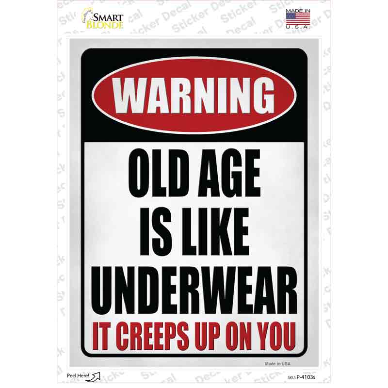 Old Age is like Underwear Novelty Rectangle Sticker Decal Small