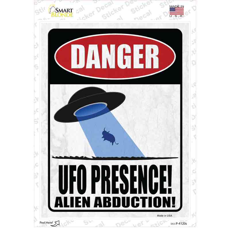 UFO Presence Cow Novelty Rectangle Sticker Decal Small