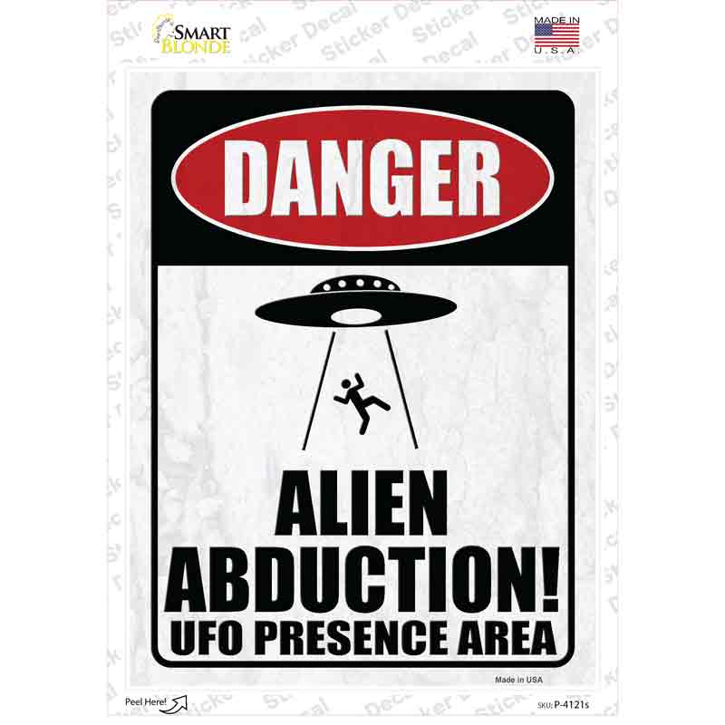 Alien Abduction Person Novelty Rectangle Sticker Decal Small