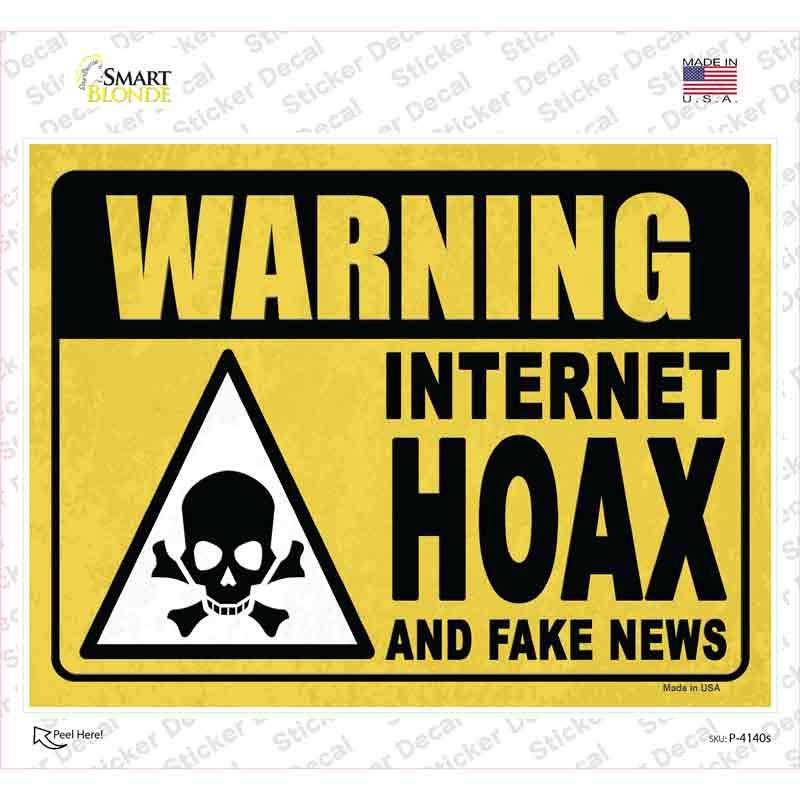 Warning Internet Hoax Novelty Rectangular Sticker Decal Small