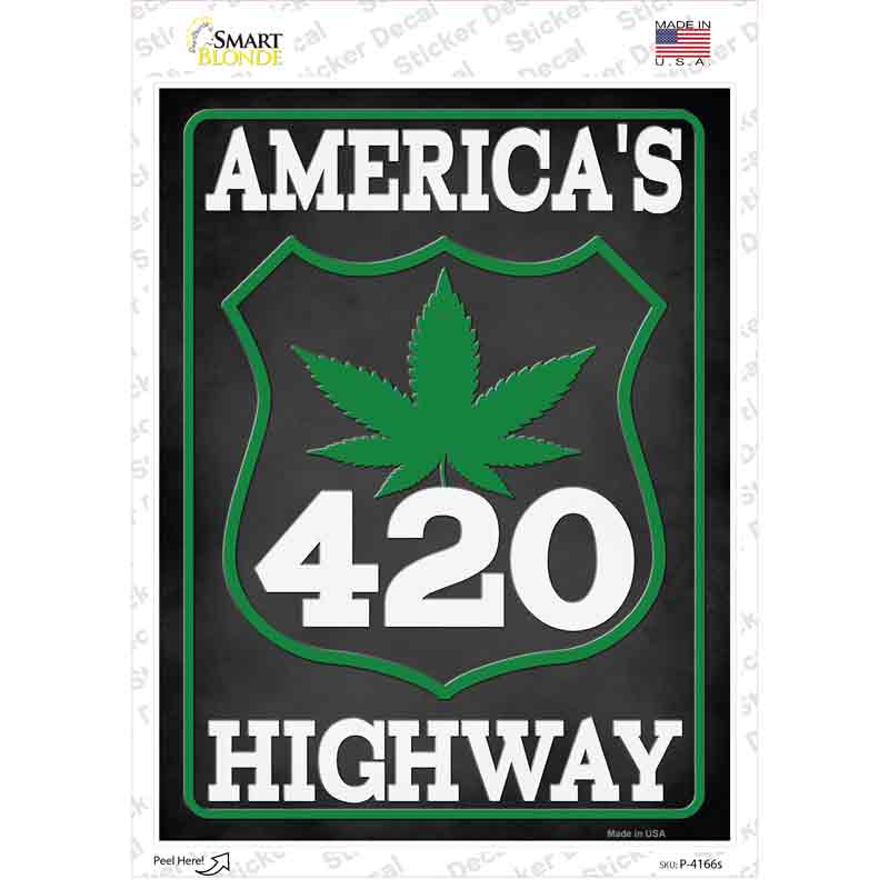 420 Americas Highway Novelty Rectangle Sticker Decal Small