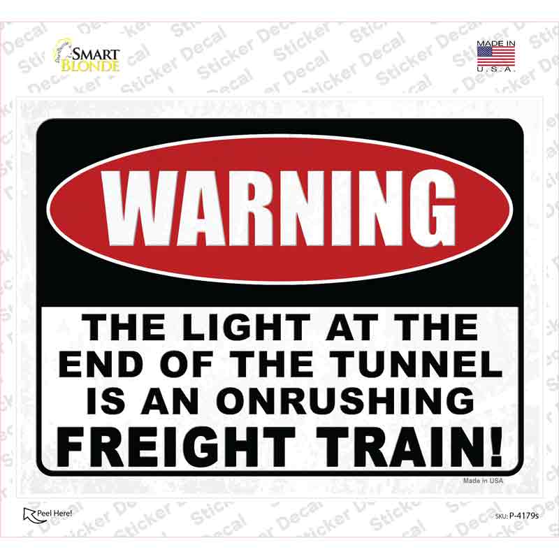 Warning Light At End Of Tunnel Novelty Rectangle Sticker Decal