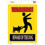 Beware of Dog Yellow Novelty Rectangular Sticker Decal Small