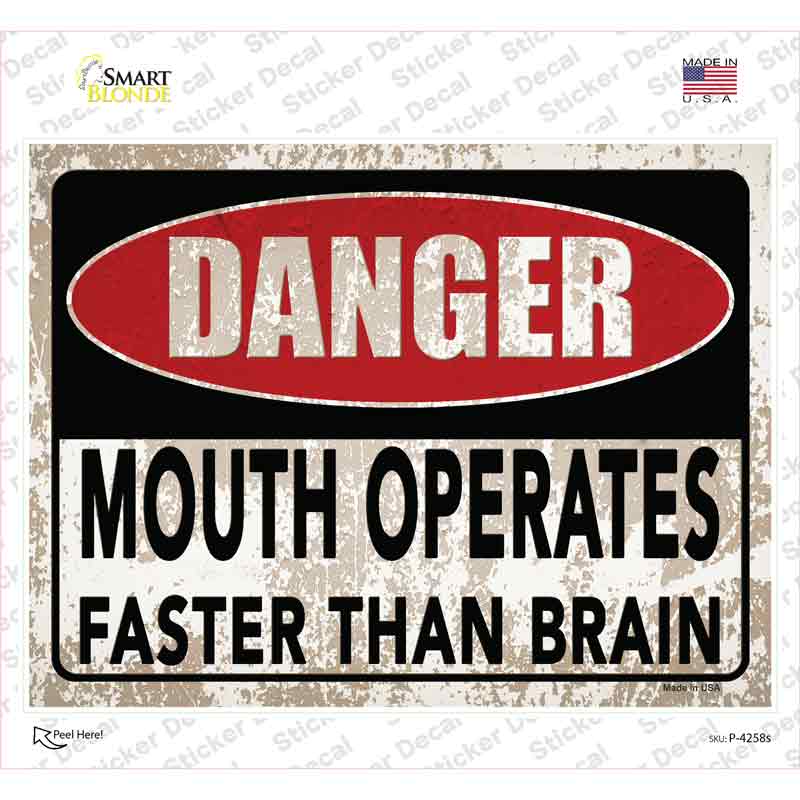 Mouth Operates Faster Novelty Rectangle Sticker Decal