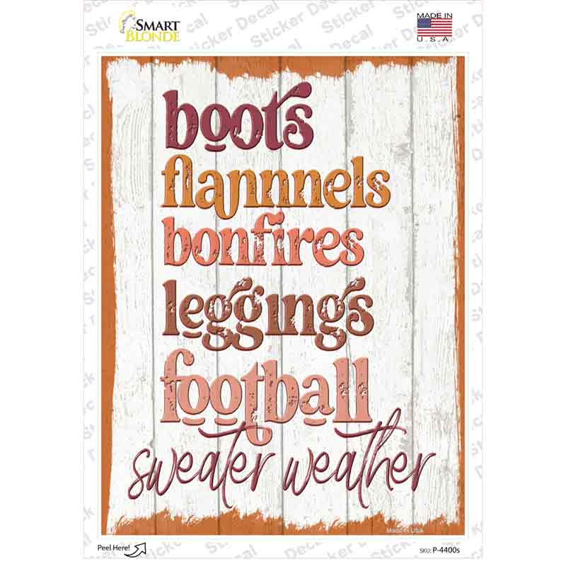 Boots Flannels Bonfires Novelty Rectangle Sticker Decal Small