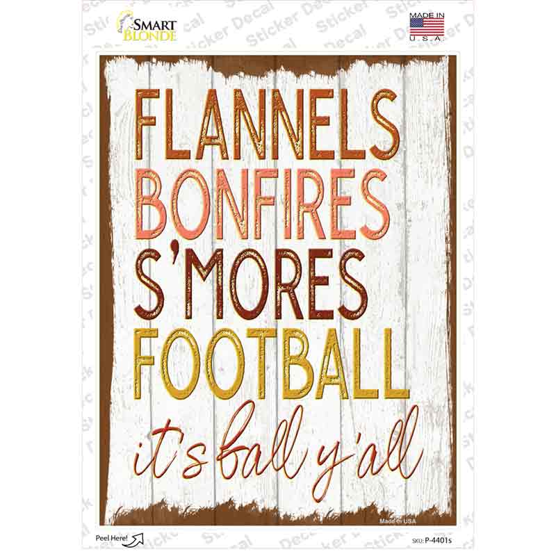 Flannels Bonfires Smores Novelty Rectangle Sticker Decal Small