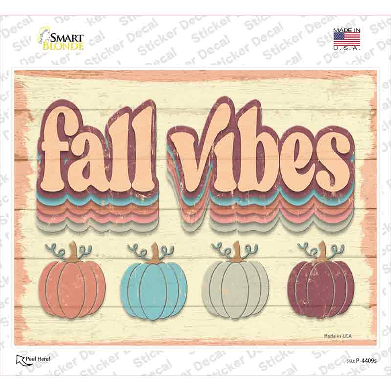 Fall Vibes Pumpkins Novelty Rectangle Sticker Decal Small