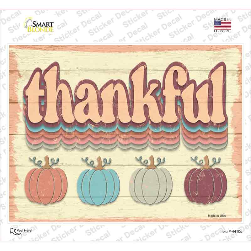 Thankful Pumpkins Novelty Rectangle Sticker Decal Small