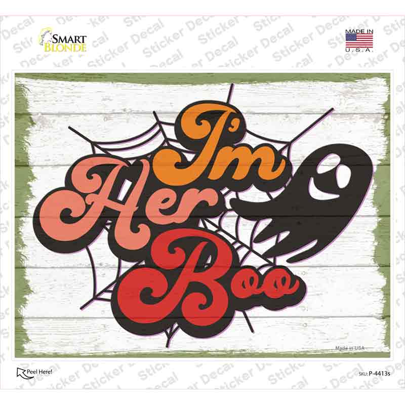 Im Her Boo Spider Web Novelty Rectangle Sticker Decal Small