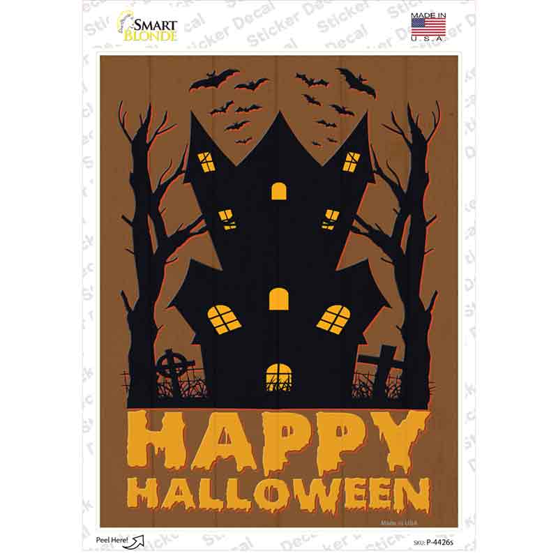 Happy Halloween Haunted House Novelty Rectangle Sticker Decal Small