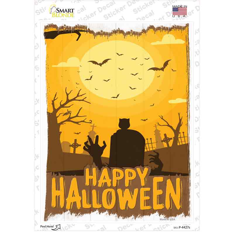 Happy Halloween Graveyard Novelty Rectangle Sticker Decal Small