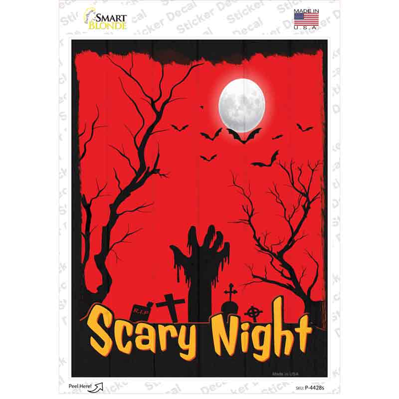 Scary Night Graveyard Novelty Rectangle Sticker Decal Small