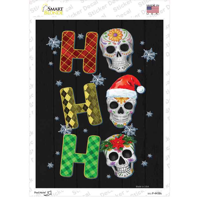 Ho Ho Ho Skulls Novelty Rectangle Sticker Decal Small