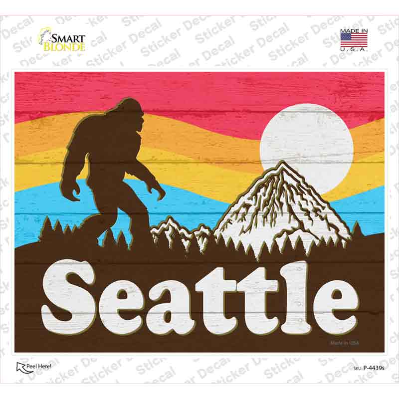 Seattle Bigfoot Silhouette Novelty Rectangle Sticker Decal Small