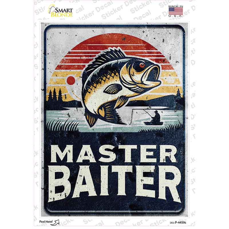 Master Baiter Novelty Rectangle Sticker Decal P-4459s