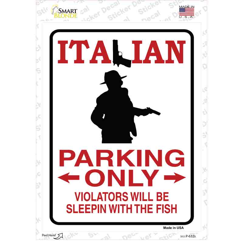 Italian Only Novelty Rectangle Sticker Decal