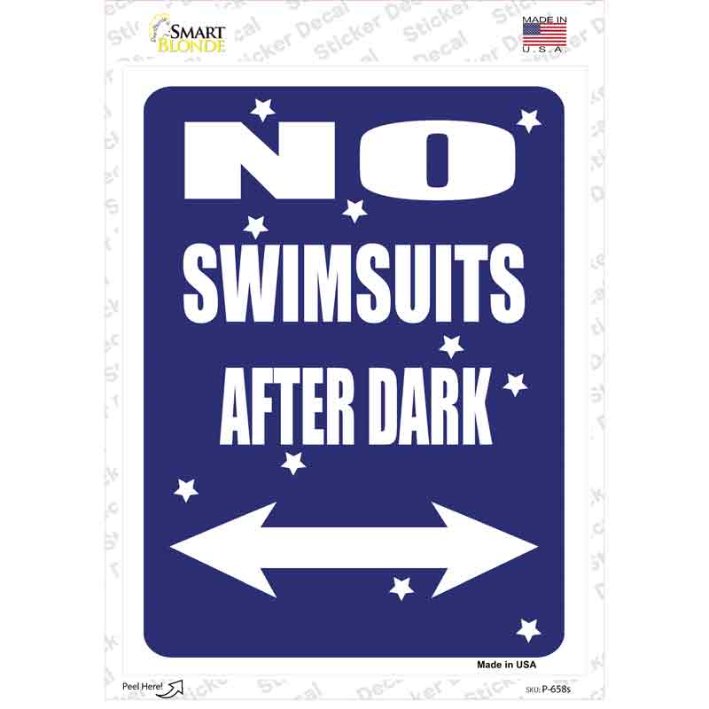 No Swimsuits After Dark Novelty Rectangle Sticker Decal