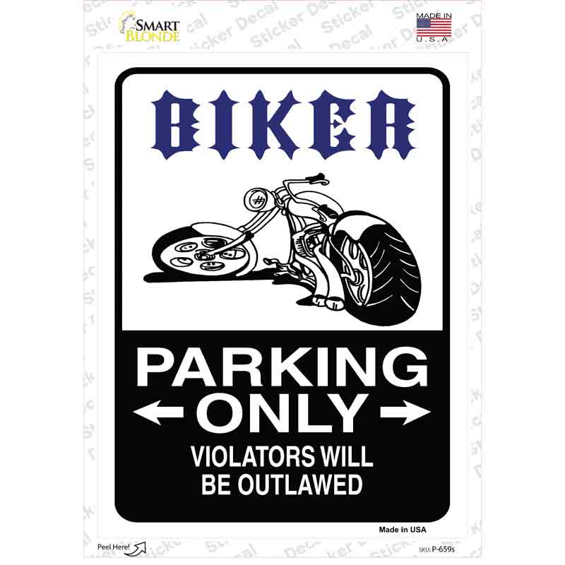 Biker Only Outlawed Novelty Rectangle Sticker Decal Small