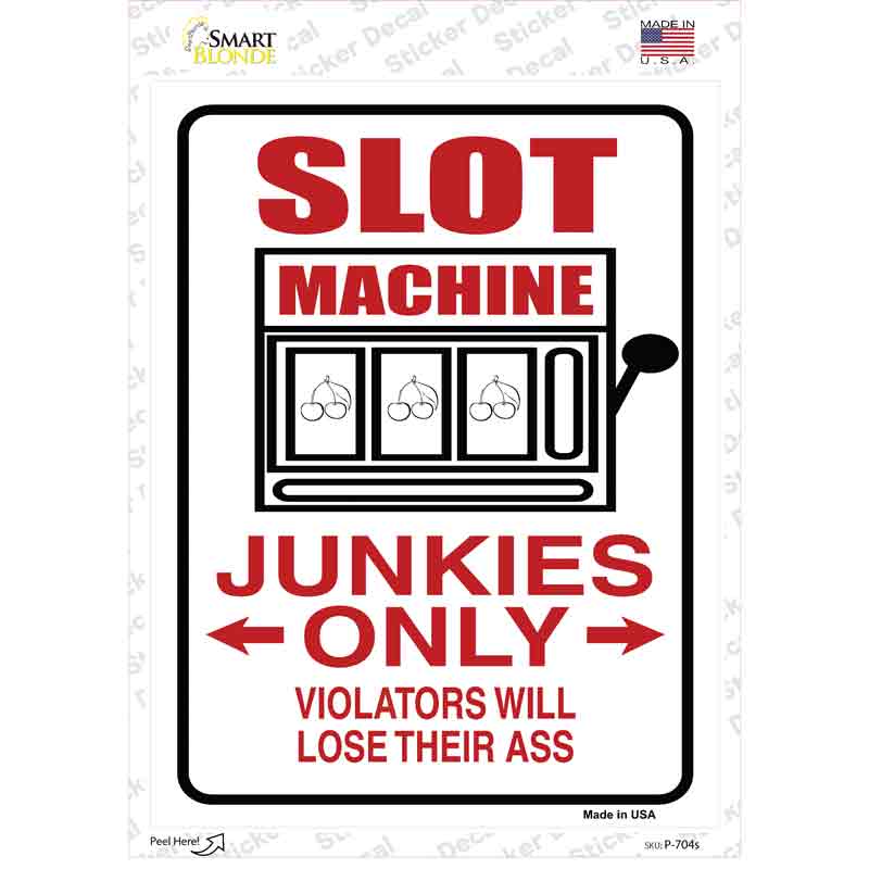 Slot Machine Junkies Only Novelty Rectangle Sticker Decal