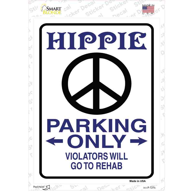 Hippie Parking Novelty Rectangle Sticker Decal