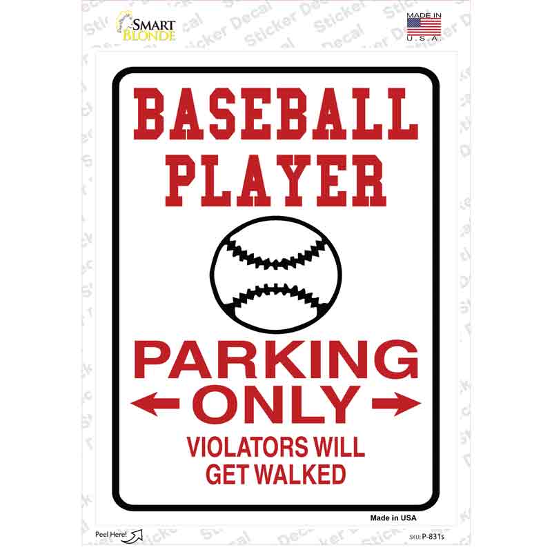 Baseball Only Novelty Rectangle Sticker Decal Small