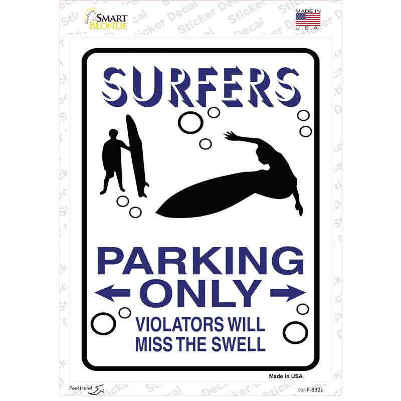 Surfers Only Novelty Rectangle Sticker Decal Small