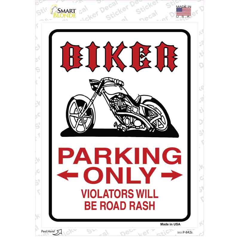 Biker Parking Only Novelty Rectangle Sticker Decal Small