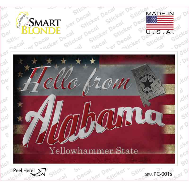 Hello From Alabama Novelty Postcard Sticker Decals Small