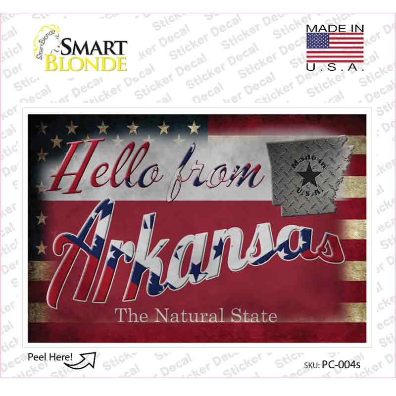 Hello From Arkansas Novelty Postcard Sticker Decals Small