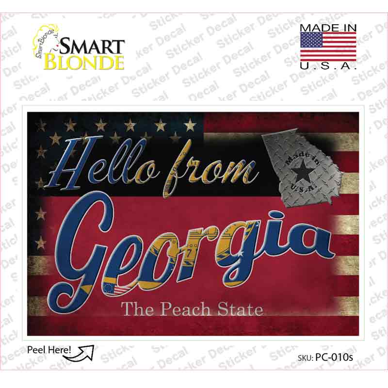 Hello From Georgia Novelty Postcard Sticker Decals Small