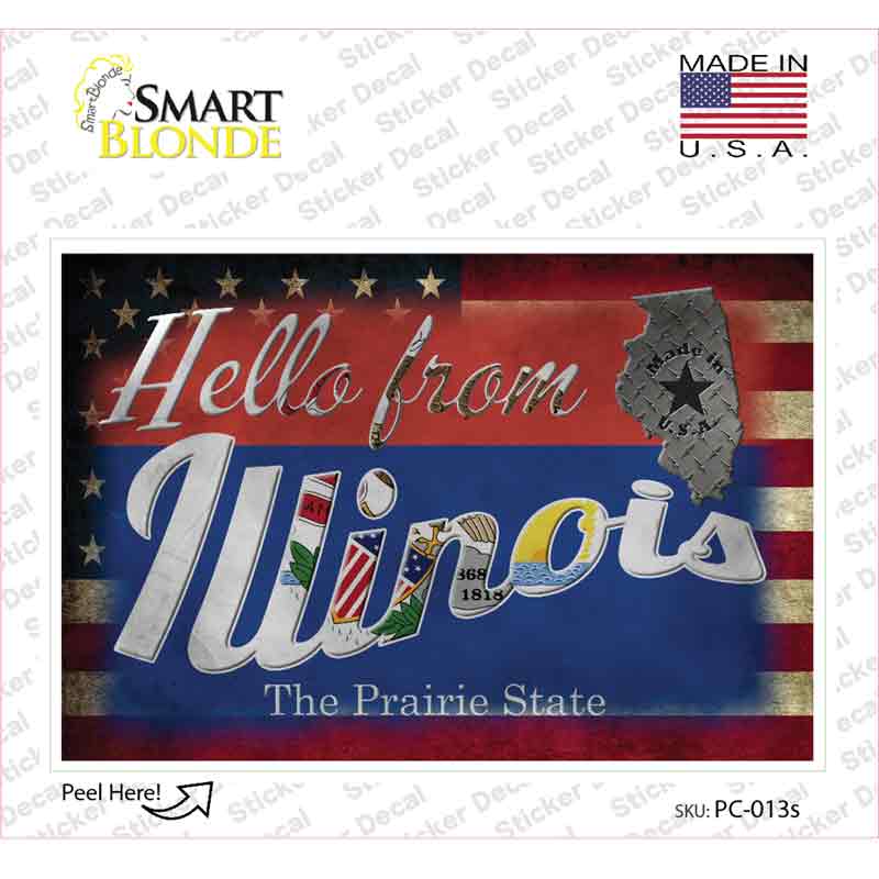 Hello From Illinois Novelty Postcard Sticker Decals Small