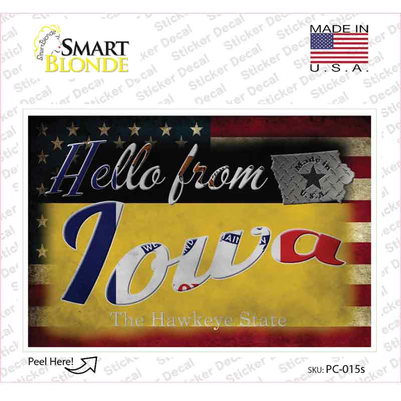 Hello From Iowa Novelty Postcard Sticker Decals Small