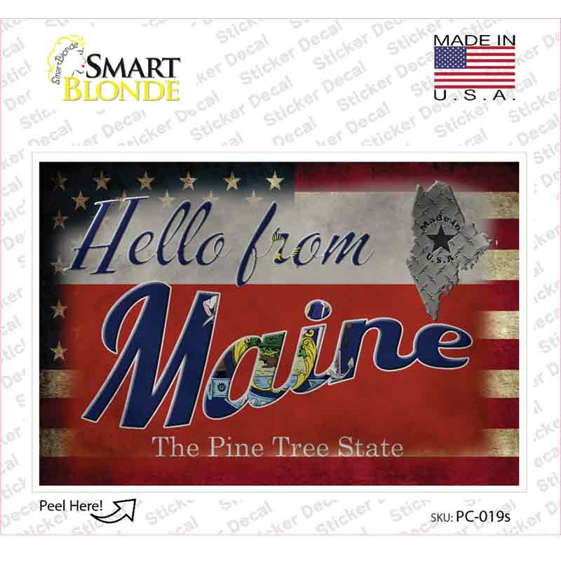 Hello From Maine Novelty Postcard Sticker Decals Small