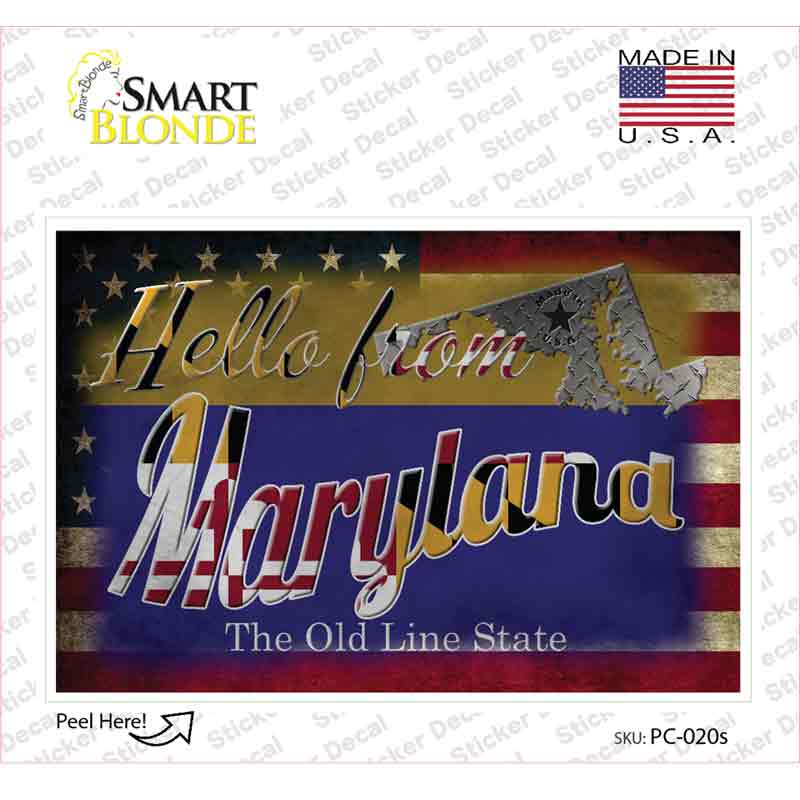 Hello From Maryland Novelty Postcard Sticker Decals Small