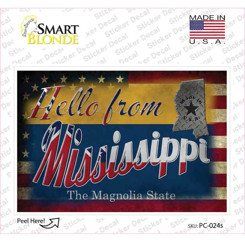 Hello From Mississippi Novelty Postcard Sticker Decals Small