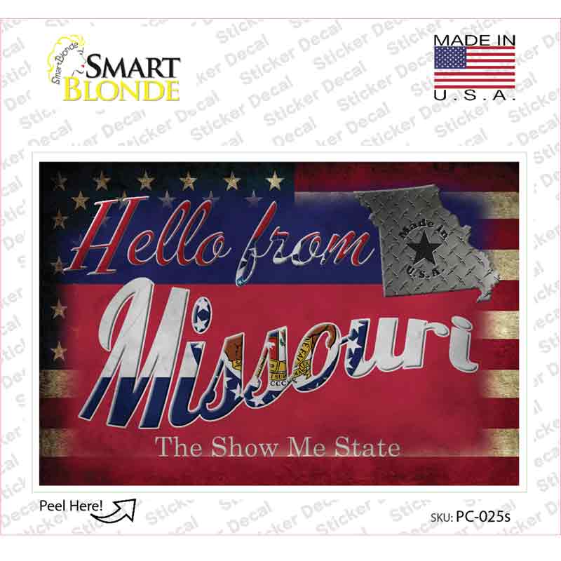 Hello From Missouri Novelty Postcard Sticker Decals Small