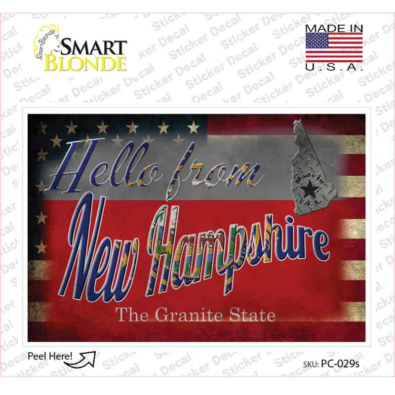 Hello From New Hampshire Novelty Postcard Sticker Decals Small