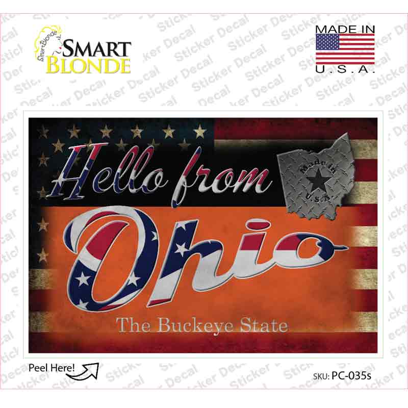 Hello From Ohio Novelty Postcard Sticker Decals Small