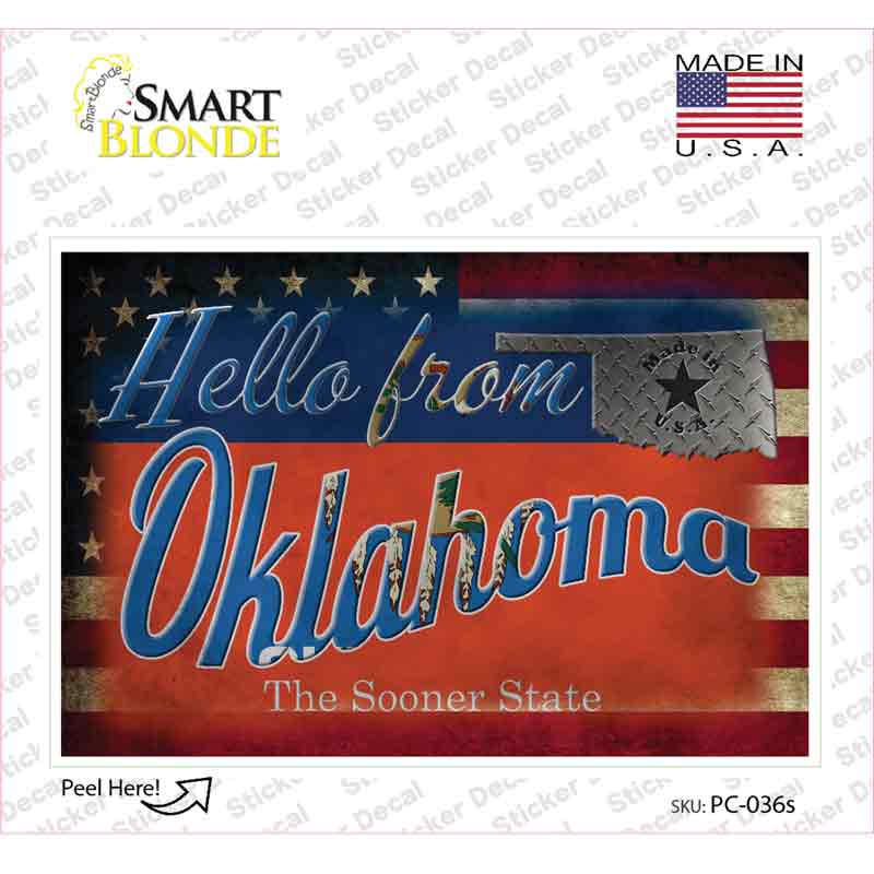 Hello From Oklahoma Novelty Postcard Sticker Decals Small