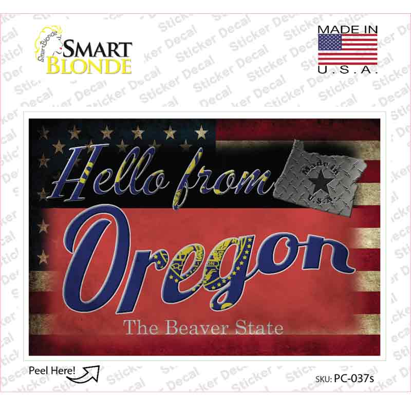 Hello From Oregon Novelty Postcard Sticker Decals Small