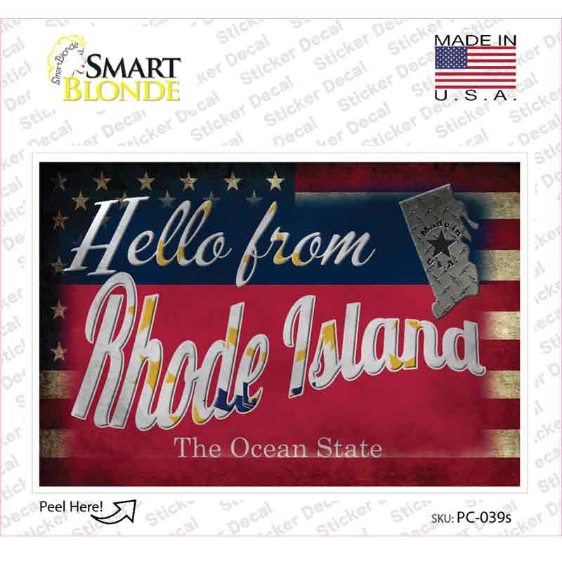 Hello From Rhode Island Novelty Postcard Sticker Decals Small