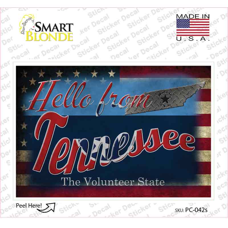 Hello From Tennessee Novelty Postcard Sticker Decals Small