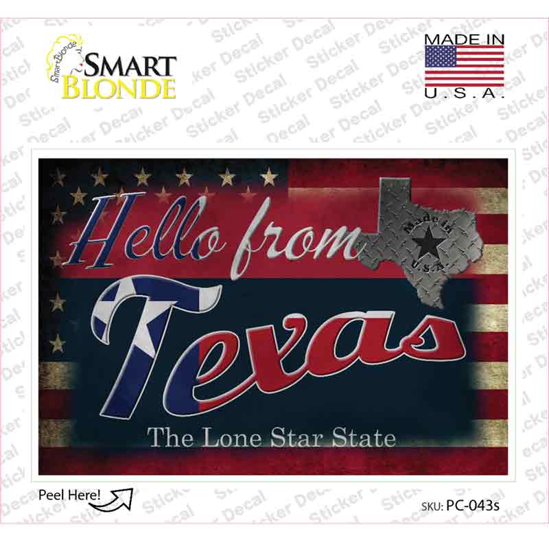 Hello From Texas Novelty Postcard Sticker Decals Small