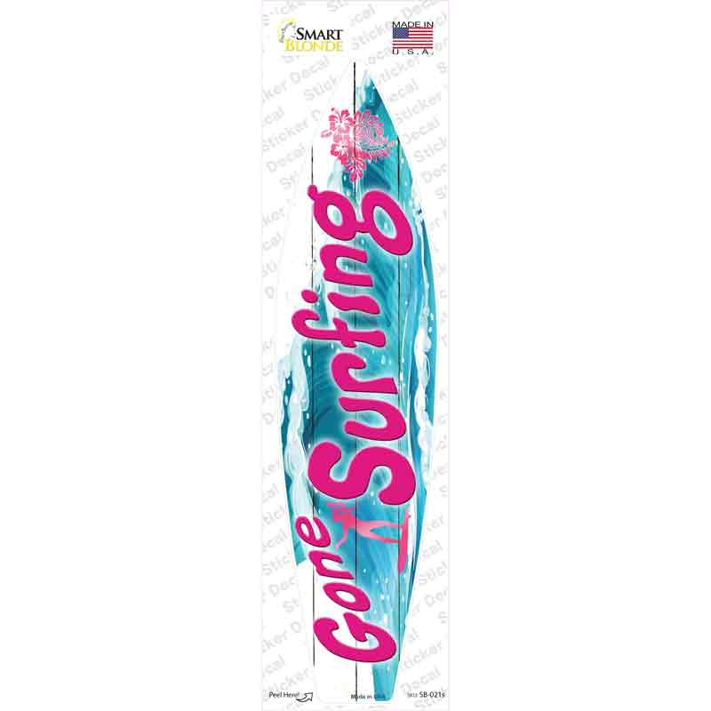 Gone Surfing Pink Novelty Surfboard Sticker Decal Small