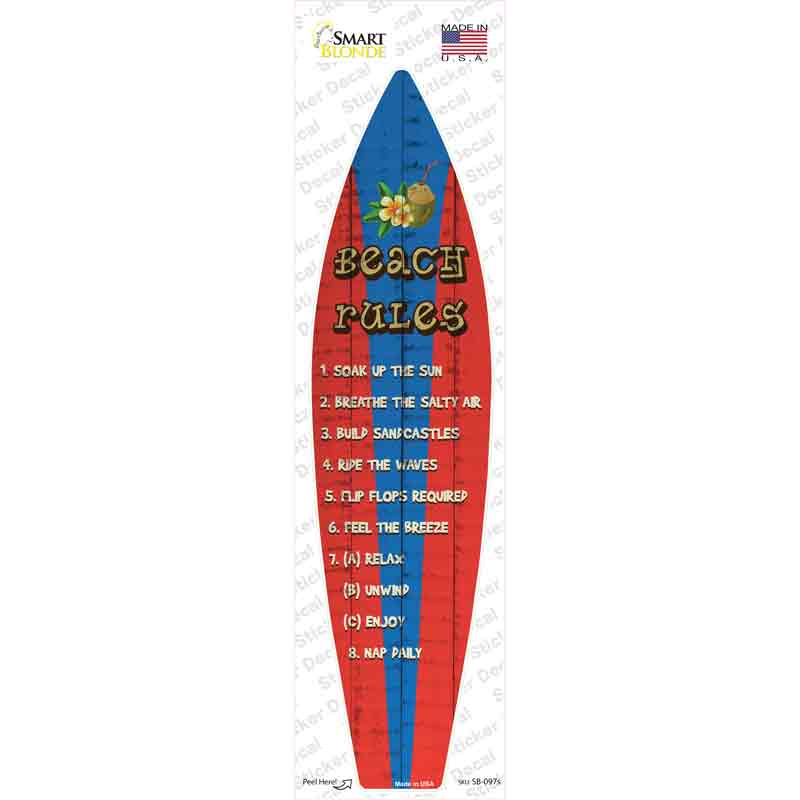 Beach Rules Novelty Surfboard Sticker Decal Small