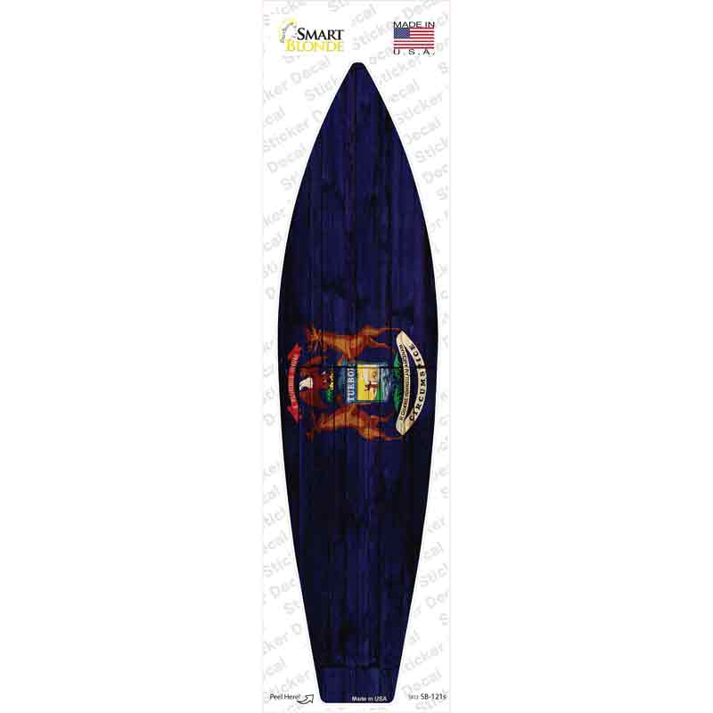 Michigan State Flag Novelty Surfboard Sticker Decal