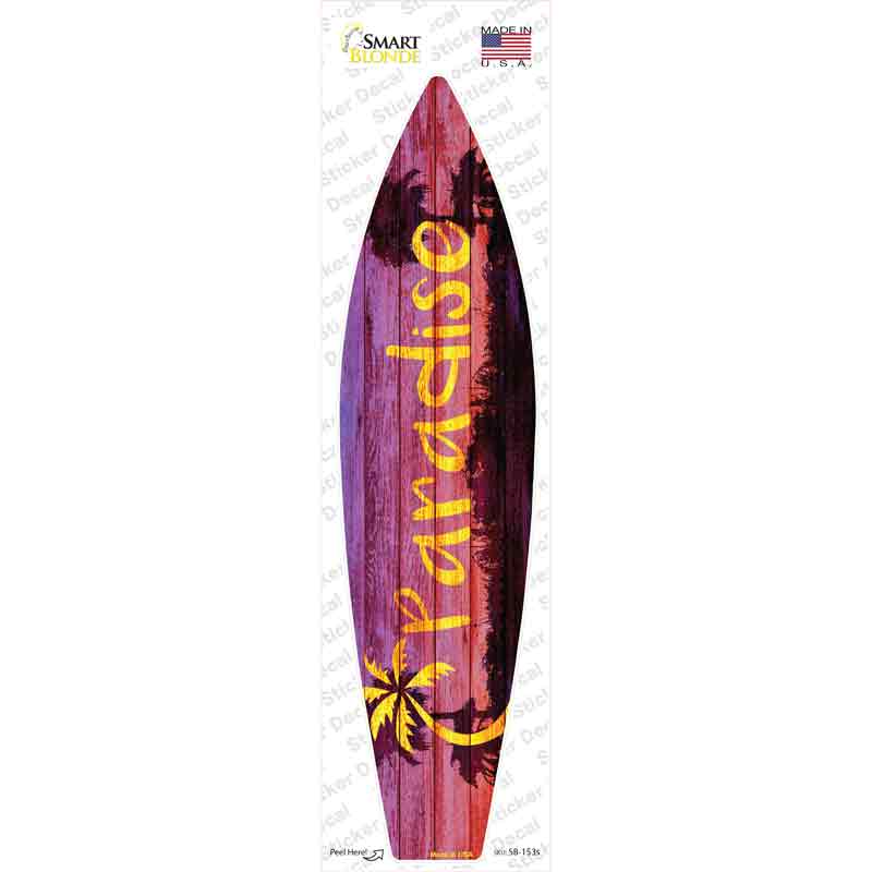 Paradise With Palm Tree Novelty Surfboard Sticker Decal