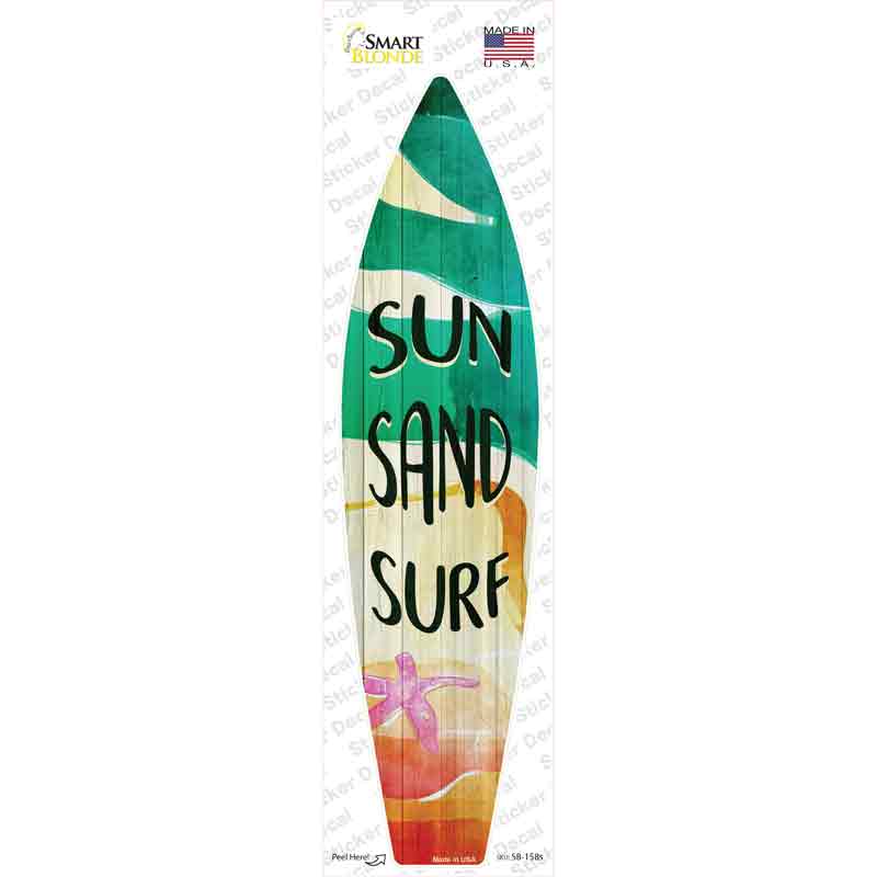 Sun Sand and Surf Novelty Surfboard Sticker Decal Small